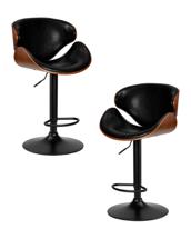 Стул барный DOBRIN Набор 2 шт Стул барный DOBRIN KARTER BLACK, коричневый орех дерево (BWW), черный PU арт. LMZ-4905-N_B-M_EL-black