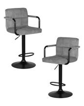 Стул барный DOBRIN Набор 2 шт Стул барный DOBRIN KRUGER ARM BLACK, серый вельвет (LAR-E2041-25) арт. LM-5011-N_B-M_VV-LAR-E2041-25