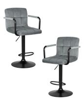 Стул барный DOBRIN Набор 2 шт Стул барный DOBRIN KRUGER ARM BLACK, серый велюр (MJ9-75) арт. LM-5011-N_B-M_V-MJ9-75