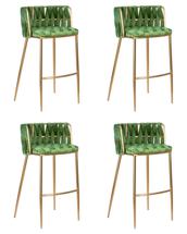 Стул барный DOBRIN Набор 4 шт Стул барный DOBRIN EMMA GOLD, зеленый велюр (VF-08) арт. LMN-1538-N_G-M_V-VF-08
