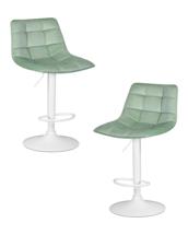 Стул барный DOBRIN Набор 2 шт Стул барный DOBRIN TAILOR WHITE, пудрово-мятный велюр (MJ9-87) арт. LM-5017-N_W-M_V-MJ9-87