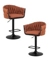 Стул барный DOBRIN Набор 2 шт Стул барный DOBRIN LEON, оранжевая ткань (LAR 275-27) арт. LM-9690-N_B-M_TT-LAR-275-27