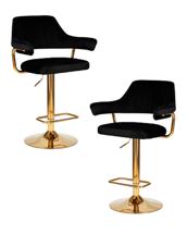 Стул барный DOBRIN Набор 2 шт Стул барный DOBRIN CHARLY GOLD, черный велюр (MJ9-101) арт. LM-5019-N_G-M_V-MJ9-101