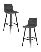 Стул барный DOBRIN Набор 2 шт Стул барный DOBRIN NICOLE, черные матовые ножки, темно-серый велюр (108-91) арт. LML-8078-N_B-M_V-108-91