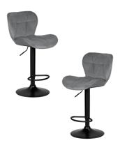 Стул барный DOBRIN Набор 2 шт Стул барный DOBRIN BARNY BLACK, серый велюр (MJ9-75) арт. LM-5022-N_B-M_V-MJ9-75