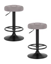 Стул барный DOBRIN Набор 2 шт Табурет барный DOBRIN BRUNO BLACK, серый велюр (MJ9-75) арт. LM-5008-N_B-M_V-MJ9-75