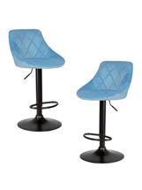 Стул барный DOBRIN Набор 2 шт Стул барный DOBRIN LOGAN BLACK, пудрово-голубой велюр (MJ9-74) арт. LM-5007-N_B-M_V-MJ9-74