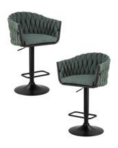 Стул барный DOBRIN Набор 2 шт Стул барный DOBRIN LEON, зеленая ткань (LAR 275-23) арт. LM-9690-N_B-M_TT-LAR-275-23