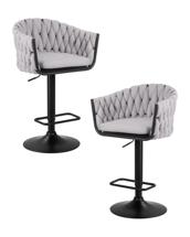 Стул барный DOBRIN Набор 2 шт Стул барный DOBRIN LEON, серая ткань (LAR 275-17) арт. LM-9690-N_B-M_TT-LAR-275-17