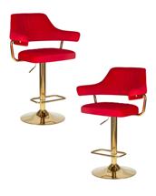 Стул барный DOBRIN Набор 2 шт Стул барный DOBRIN CHARLY GOLD, красный велюр (MJ9-45) арт. LM-5019-N_G-M_V-MJ9-45