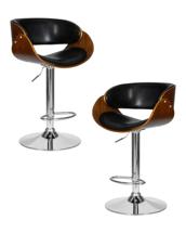 Стул барный DOBRIN Набор 2 шт Стул барный DOBRIN JOHN, цвет сиденья черный глянец PU ABD 002 арт. LMZ-6044-N_CH-M_EL-ABD-002