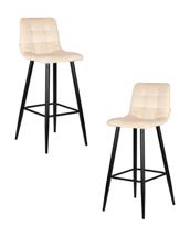 Стул барный DOBRIN Набор 2 шт Стул барный DOBRIN NICOLE, черные матовые ножки, кремовый велюр (108-113) арт. LML-8078-N_B-M_V-V108-113