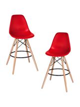 Стул барный DOBRIN Набор 2 шт Стул барный DOBRIN DSW BAR, ножки светлый бук, цвет сиденья красный (R-02) арт. LMZL-PP638G-N_MTR_P-R-02