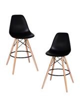 Стул барный DOBRIN Набор 2 шт Стул барный DOBRIN DSW BAR, ножки светлый бук, цвет сиденья чёрный (B-03) арт. LMZL-PP638G-N_LB-MTR_P-B-03