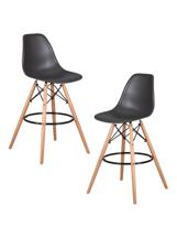 Стул барный DOBRIN Набор 2 шт Стул барный DOBRIN DSW BAR, ножки светлый бук, цвет тёмно-серый (GR-04) арт. LMZL-PP638G-N_LB-MTR_P-GR-04