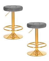 Стул барный DOBRIN Набор 2 шт Табурет барный DOBRIN BRUNO GOLD, серый велюр (MJ9-75) арт. LM-5008-N_G-M_V-MJ9-75