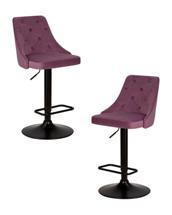 Стул барный DOBRIN Набор 2 шт Стул барный DOBRIN JOSEPH BLACK, пудрово-сиреневый велюр (MJ9-52) арт. LM-5021-N_B-M_V-MJ9-52