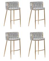 Стул барный DOBRIN Набор 4 шт Стул барный DOBRIN EMMA GOLD, светло-серый велюр (135-37) арт. LMN-1538-N_G-M_V-135-37