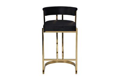 Стул барный Garda Decor GY-B8216GOLD-BL Стул барный, велюр черный/золото  49*55*85см арт. GY-B8216GOLD-BL