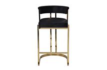 Стул барный Garda Decor GY-B8216GOLD-BL Стул барный, велюр черный/золото  49*55*85см арт. GY-B8216GOLD-BL