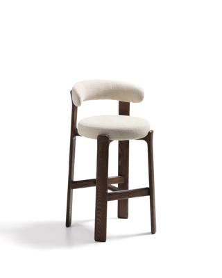 Стул барный La Forma (ех Julia Grup) Барный стул Granite из бежевого шенилла и ясеня с отделкой орех 75 см арт. 301963