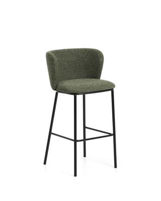 Стул барный La Forma (ех Julia Grup) Барный стул Ciselia из темно-зеленого шенилла с ножками из черной стали арт. 463533