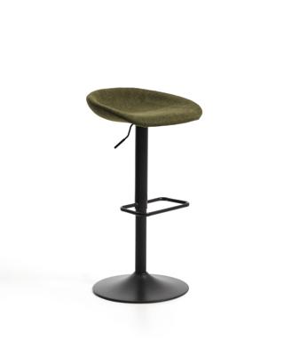 Стул барный La Forma (ех Julia Grup) Барный табурет Danua из зеленой синели и матовой черной стали, 68-89 см арт. 483483