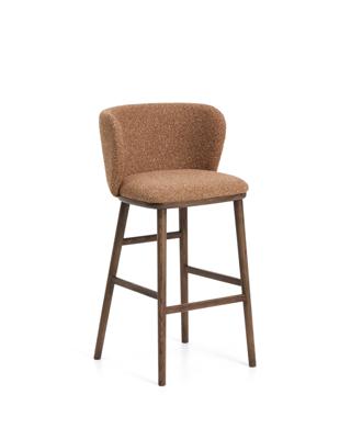 Стул барный La Forma (ех Julia Grup) Барный стул Ciselia из терракотового шенилла с ножками из ясеня в отделке орех арт. 463525