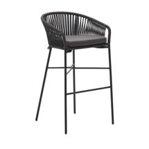 Стул барный La Forma (ех Julia Grup) Веревочный барный стул Yanet черного цвета 80 см арт. 114297