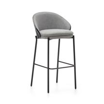Стул барный La Forma (ех Julia Grup) Барный стул Eamy светло-серый из шпона ясеня с черной отделкой арт. 150954