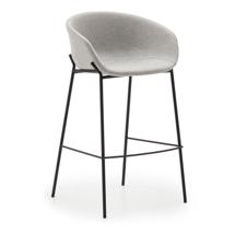 Стул барный La Forma (ех Julia Grup) Yvette Барный стул светло-серый со ножками в черной отделке 74 см арт. 148495