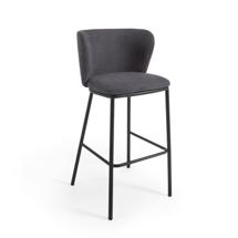 Стул барный La Forma (ех Julia Grup) Ciselia Барный стул из темно-серой синели и черной стали 75 см арт. 147832