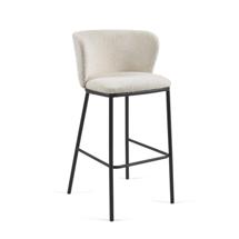 Стул барный La Forma (ех Julia Grup) Барный стул Ciselia белый из ткани букле и металла 102 см арт. 110410