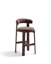 Стул барный La Forma (ех Julia Grup) Барный стул Granite из коричневой синели и ясеня с отделкой орех 75 см арт. 301961