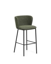 Стул барный La Forma (ех Julia Grup) Барный стул Ciselia из темно-зеленого шенилла с ножками из черной стали арт. 463533