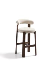 Стул барный La Forma (ех Julia Grup) Барный стул Granite из бежевого шенилла и ясеня с отделкой орех 75 см арт. 301963