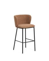 Стул барный La Forma (ех Julia Grup) Барный стул Ciselia из терракотового шенилла с ножками из черной стали арт. 463537