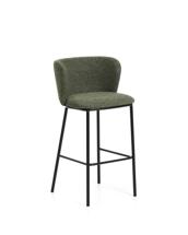 Стул барный La Forma (ех Julia Grup) Барный стул Ciselia из темно-зеленого шенилла с ножками из черной стали арт. 463533