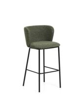 Стул барный La Forma (ех Julia Grup) Барный стул Ciselia из темно-зеленого шенилла с ножками из черной стали арт. 463533