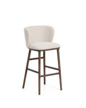 Стул барный La Forma (ех Julia Grup) Барный стул Ciselia из бежевого шенилла с ножками из ясеня в отделке орех арт. 463527