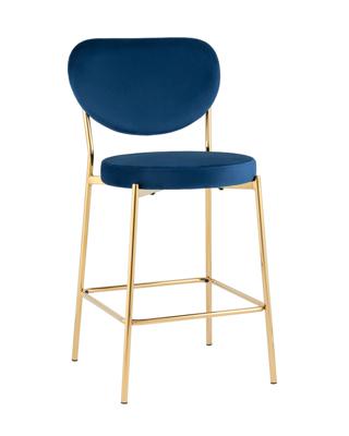 Стул барный Stool Group Стул полубарный Барбара велюр королевский синий золотые ножки арт. УТ000036054