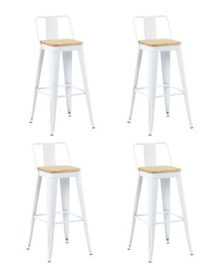 Стул барный Stool Group Стул барный TOLIX со спинкой белый глянцевый + светлое дерево KD 4 шт. арт. УТ000042573