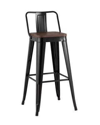 Стул барный Stool Group Стул барный TOLIX со спинкой черный глянцевый + темное дерево KD арт. УТ000042405