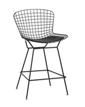 Стул барный Stool Group Стул полубарный с низкой спинкой Bertoia черный с черной подушкой арт. УТ000004222