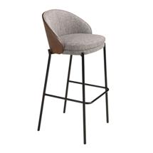 Стул полубарный Angel Cerda Барный стул 4127/BS-S197 из серой ткани и спинкой из ореха арт. 173013