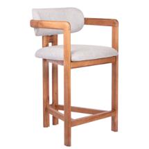 Стул полубарный Bradexhome Стул полубарный Rich рогожка бежево-голубая с ножками цвета орех арт. RF 0861