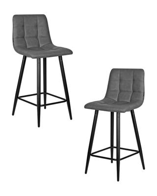 Стул полубарный DOBRIN Набор 2 шт Стул полубарный DOBRIN OLIVIA, черные матовые ножки, серая антрацитовая винтажная экокожа (RU-08) арт. LML-8078-1-N_B-M_EL-RU-08