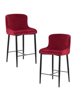 Стул полубарный DOBRIN Набор 2 шт Стул полубарный DOBRIN CHRISTIAN'65, черные ножки, бордовый велюр (V108-85) арт. LML-8297S-N_B-M_V-V108-85