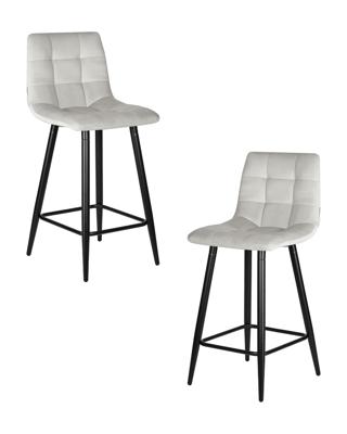 Стул полубарный DOBRIN Набор 2 шт Стул полубарный DOBRIN OLIVIA, черные матовые ножки, светло-серый велюр (108-52) арт. LML-8078-1-N_B-M_V-108-52