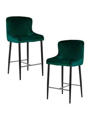 Стул полубарный DOBRIN Набор 2 шт Стул полубарный DOBRIN CHRISTIAN'65, черные ножки, зеленый велюр (V108-64) арт. LML-8297S-N_B-M_V-V108-64